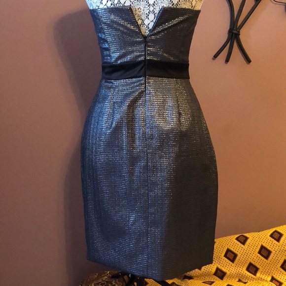 [max and cleo] Strapless Silver Black Dress Size 2 - Picture 5 of 7